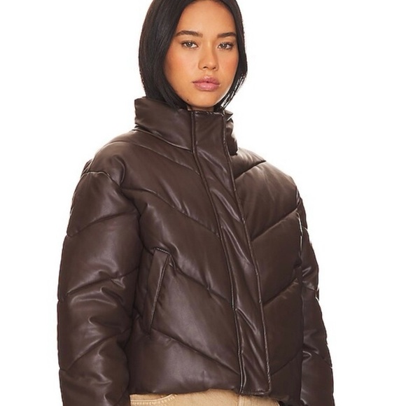 IVL Chocolate Brown Leather Look Puffer Jacket NWT - Picture 1 of 5
